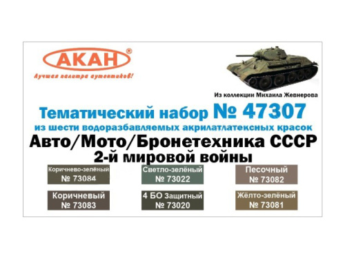 47307 АКАН Набор: Авто/мото/бронетехника СССР 2-й мировой войны. (6 шт.)