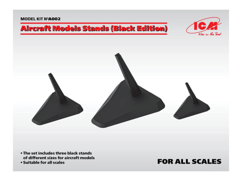 A002 ICM Набор подставок для моделей самолётов в масштабах 1:48, 1:72, 1:144 (Черные)
