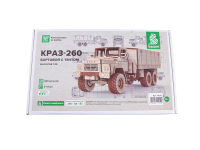Конструктор из дерева. Грузовик КРАЗ-260 бортовой с тентом 1:35. Baumi 11012